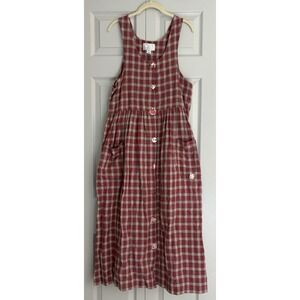 Vintage P.L. Greenes Dress Button Up Red Plaid Multi‎ Button Women's Sz Medium